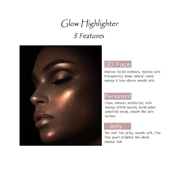 Face Highlighter Palette, Shimmer Glitter Bronzer Makeup, Pearl White Face Body Cheek Diamond Shimmer Highlighter, High Pigme