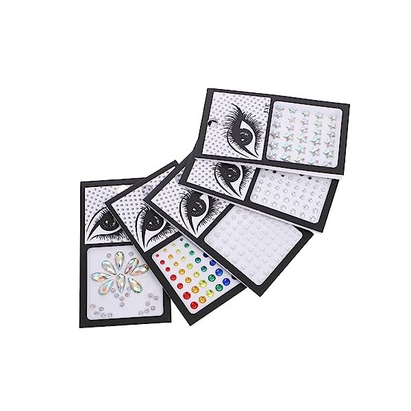 POPETPOP 20 Feuilles Visage Strass Autocollants Pierres Précieuses Stickers Bijoux De Maquillage Pour Les Yeux Gemmes Pour Le