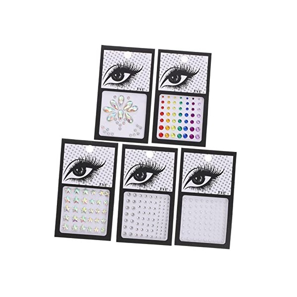 POPETPOP 20 Feuilles Visage Strass Autocollants Pierres Précieuses Stickers Bijoux De Maquillage Pour Les Yeux Gemmes Pour Le