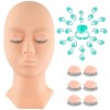 Tete entrainement extension cils tete mannequin kit faux cils avec 4 paires de cils dentraînement détachables et 100 bague c