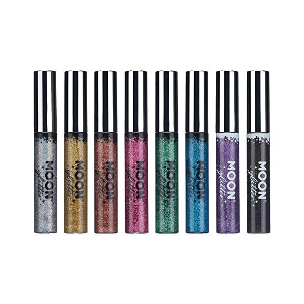 Moon Glitter - Eye-liner à paillettes holographique - 10ml - Pour des styles dyeux hypnotisants - Assortiment de 8 couleurs