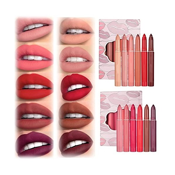 12 Color Rotating Sharpenable Matte Lipstick Pencils, Lipstick Matte,Lip Crayon,Lipstick Pencil Set Matte Waterproof Long Las