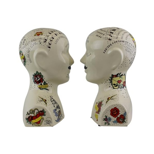 Phrenology Head Book Ends 2/4 