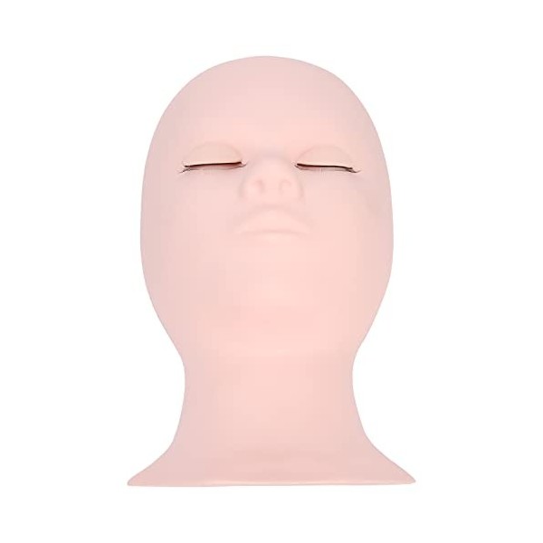 Tête de Pratique Dextension de Cils en Silicone, Tête Plate Dentraînement de Mannequin, Paupières Amovibles, Tête de Manneq