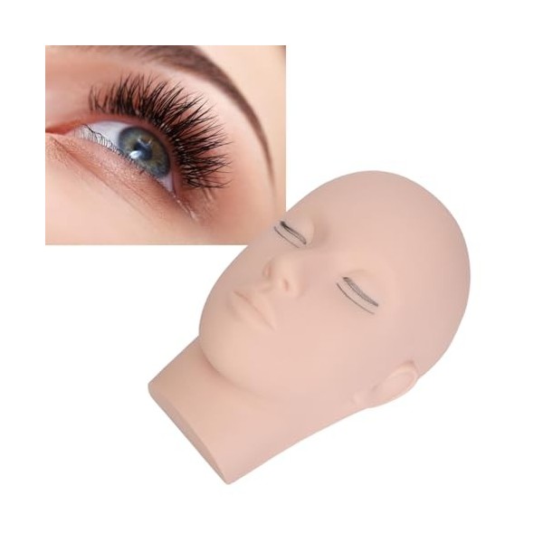 Tête de Mannequin Dextension de Cils en Silicone Tête de Mannequin de Maquillage Réutilisable à 4 Couches de Cils, Tête de P