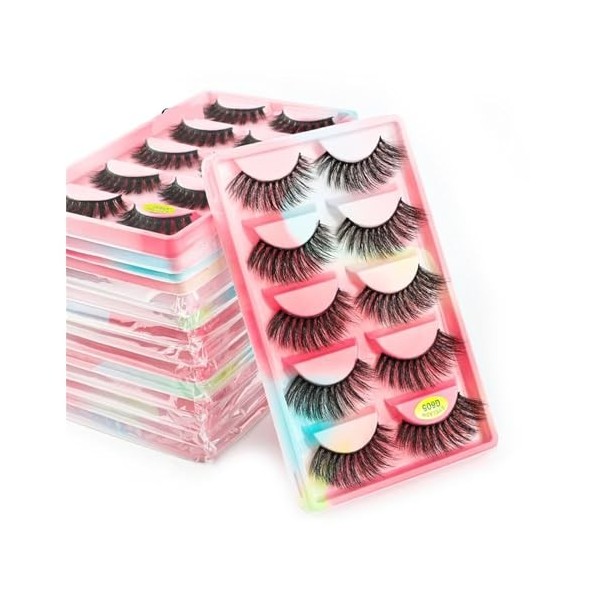 UAMOU Cils de vison en vrac 5 paires de Faux Cils longs naturels Cilios vison 3D Faux Cils maquillage Cils moelleux maquillaj