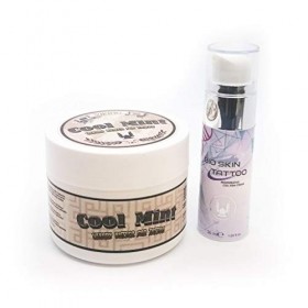 VIKING INK - Crème de Tatouage - Kit Cool Mint 250gr + Bio Skin 1oz 30ml - Avant et pendant le tatouage - Vegan