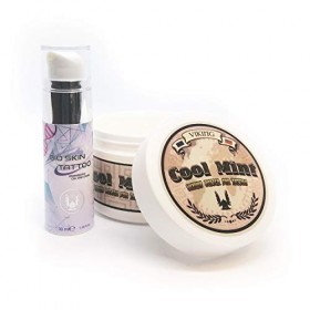 VIKING INK - Crème de Tatouage - Kit Cool Mint 250gr + Bio Skin 1oz 30ml - Avant et pendant le tatouage - Vegan