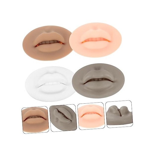 Angoily 12 Pcs 3D Module Masque À Lèvres Pratique Silicone Faux Pour Lèvres Fausses Lèvres Fausse Peau Lèvre Micro Blading Pe