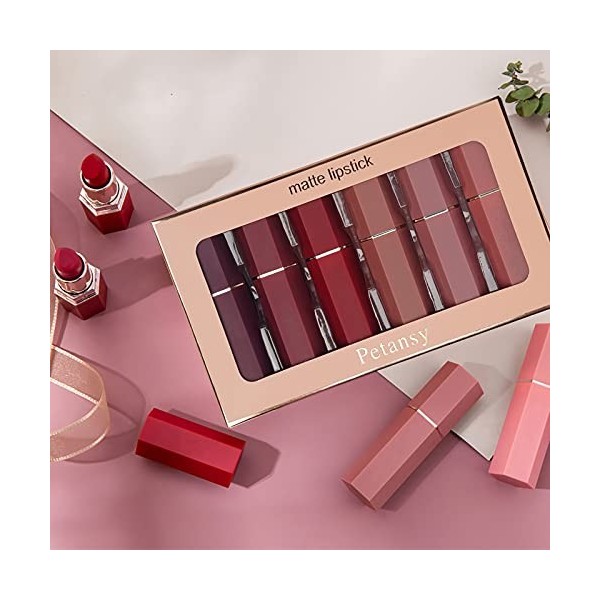 Ensemble de rouge à lèvres mat 6 couleurs Nude hydratant rouge à lèvres lisse longue durée étanche rouge à lèvres maquillage 