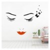 Beauty Salon Decorative Sticker Eyelashes Butterflies Vinyl Wall Decal Removable Eyes With Red Lip Vinyl Wall Poster AZ297