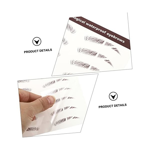 POPETPOP 24 Pcs Sourcils Autocollants Sourcil 4D Décoller Bionique Sourcil Faux Sourcils Autocollants Brun Sourcil Autocollan