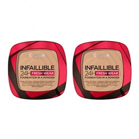 LOréal Paris - Infaillible - Lot de 2 Fonds de Teint en Poudre Longue Tenue Infaillible - 140 Beige Doré