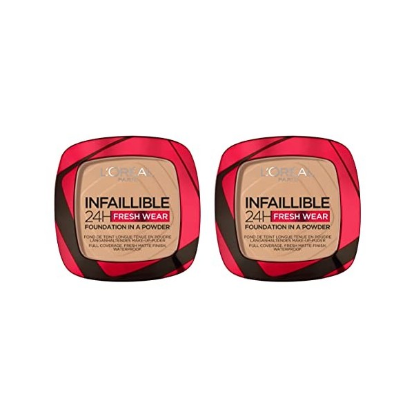 LOréal Paris - Infaillible - Lot de 2 Fonds de Teint en Poudre Longue Tenue Infaillible - 140 Beige Doré