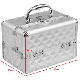 COSTWAY Coffret de Maquillage Mallette de Maquillage Mallette Cosmétique avec Miroir Argent 