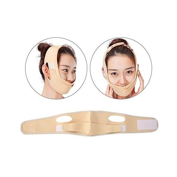 Ceinture pour le Visage, Sangle Amincissante pour le Visage Bande Anti-Rides de Levage Respirante à Double Menton Beige 2 