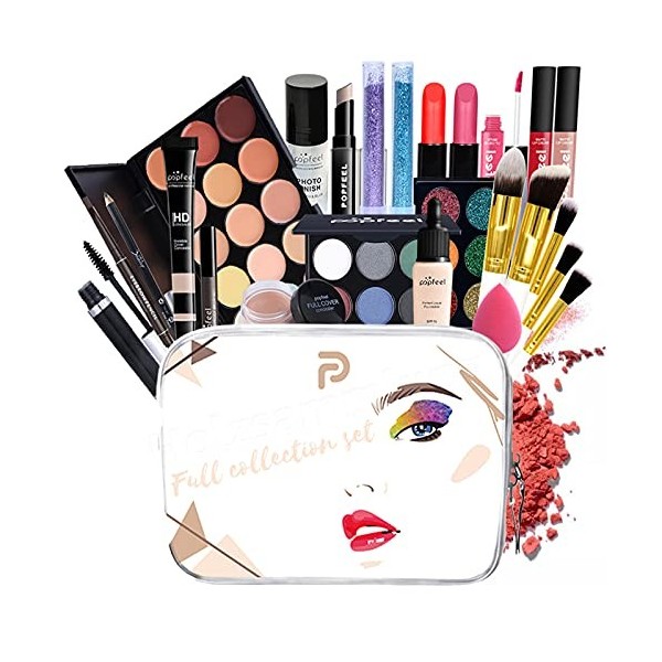 Kit de Ensemble-cadeau de Maquillage, Coffret Maquillage Cadeau de Noël Vacances pour Femme Amateurs de Maquillage avec Ombre