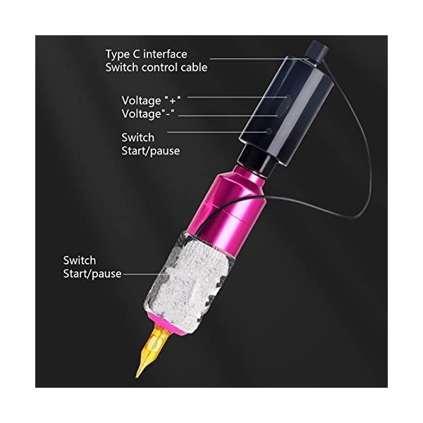 Fishawk Alimentation sans Fil pour Tatouage, Batterie Rechargeable 1400 MAh pour Machine à Tatouer avec Affichage Numérique L