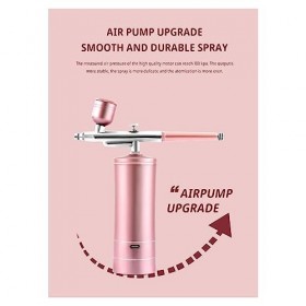 Qtynudy Injecteur doxygène 180KPa 2 vitesses Mini aérographe Machine pour Nail Art Tatouage Bricolage Gâteau Compresseur da