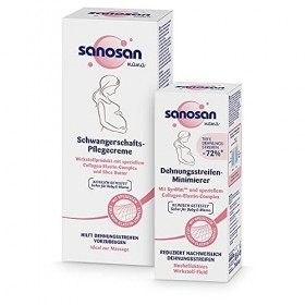 sanosan Creme anti vergeture grossesse et Creme minimiseur de vergetures - Coffret de prévention et de traitement des vergetu