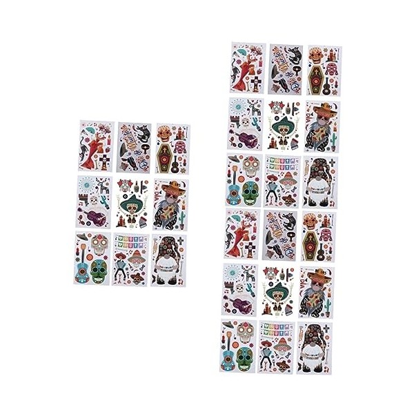 Angoily 27 Pcs Verre Autocollant Autocollants Décors Halloween Party Bag Mexique Autocollants Halloween Stickers Muraux Hallo