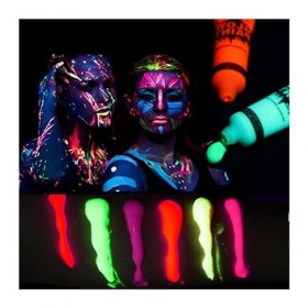 Kit de peinture faciale 24 pièces 10ML tuyau peinture for le visage, couleur du visage néon, couleur du visage fluorescente, 