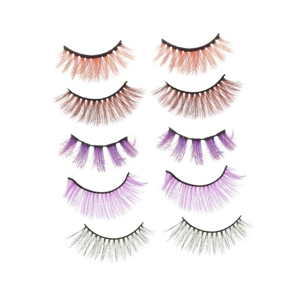 FRCOLOR 25 Paires Faux Cils Colorés Cils Dhalloween Dramatiques Cils Pelucheux Cils Faits à La Main Cils En Fibres Synthétiq