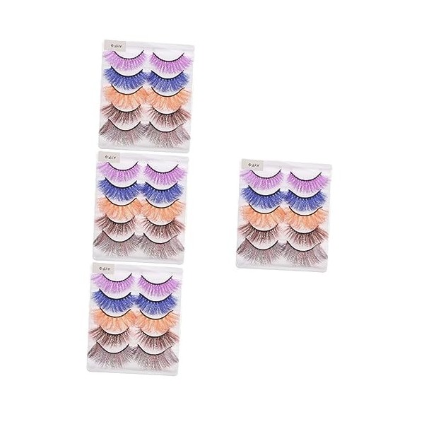 FRCOLOR 25 Paires Faux Cils Colorés Cils Dhalloween Dramatiques Cils Pelucheux Cils Faits à La Main Cils En Fibres Synthétiq