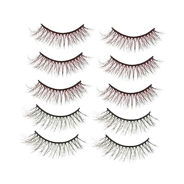 FRCOLOR 25 Paires Faux Cils Colorés Cils Dhalloween Dramatiques Cils Pelucheux Cils Faits à La Main Cils En Fibres Synthétiq