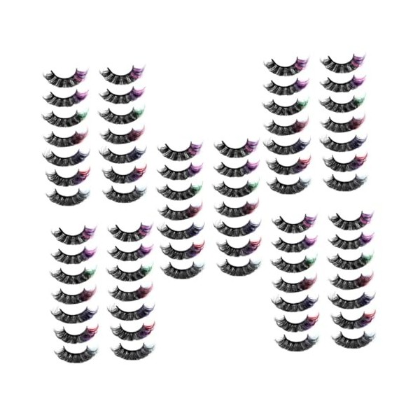 POPETPOP 28 Paires Faux Cils Colorés Cils Russes Cils De Couleur Scintillante Cils Oeil De Chat Cils Dhalloween Cils Demi-te