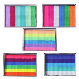 Kit de peinture faciale Peinture for le visage, pigments assortis à base deau, 6 bandes arc-en-ciel lavables, ensemble de co