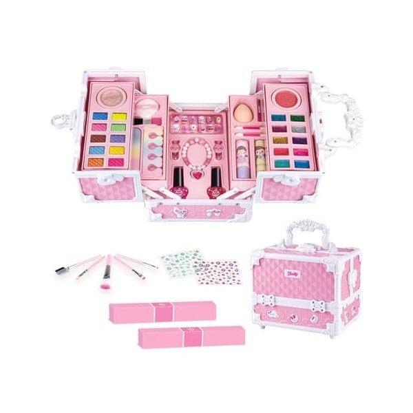 Ensemble de Maquillage pourenfants, Ensembles de Maquillage pourenfants sûrs et lavables pour Filles, véritable kit de Maquil