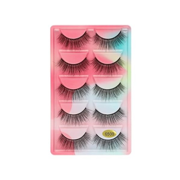 UAMOU 2-50 boîtes de cils faux cils de vison naturel 3d cils de vison volume faux cils en vrac cilios Cheerfully Color : 5 P