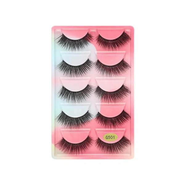 UAMOU 2-50 boîtes de cils faux cils de vison naturel 3d cils de vison volume faux cils en vrac cilios Cheerfully Color : 5 P