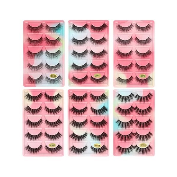 UAMOU 2-50 boîtes de cils faux cils de vison naturel 3d cils de vison volume faux cils en vrac cilios Cheerfully Color : MIX