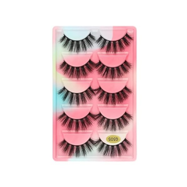 UAMOU 2-50 boîtes de cils faux cils de vison naturel 3d cils de vison volume faux cils en vrac cilios Cheerfully Color : 5 P