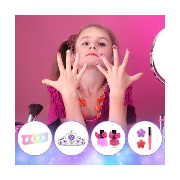 DKINY 28pcs Licorne Maquillage Enfant Fille Coffret Maquillage Enfant Pinceaux Maquillage Eponge Rouge Lèvres Kit Maquillage 