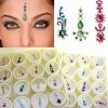 Tika Boîte à bindi longue multicolore en cristal pour mariée Pack of 12 Bindis - With Extra Stones