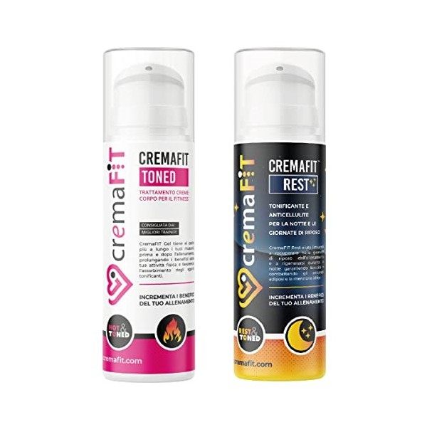 CREMAFIT TRAITEMENT RAFFERMISSANT Coffret 2 Crèmes - Effet Chaud & Nuit Réducteur Intensif Vergetures, Abdominale, des Fess