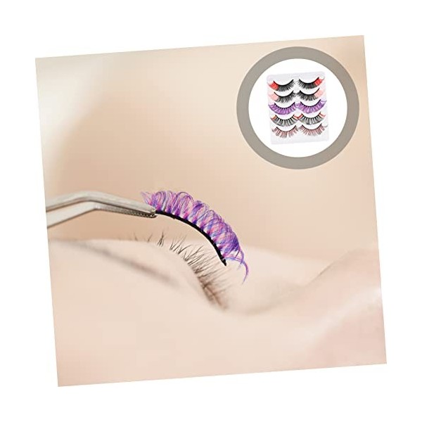 Angoily 5 Boîtes De Cils Colorés Extensions De Faux Cils 3D Cils De Beauté Cils Denses Cils Longs Et Épais Cils Section Natur