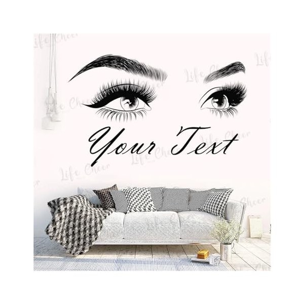 Sourcils autocollant mural maquillage Salon de beauté décoration de la maison texte personnalisé cils sticker mural cils sour