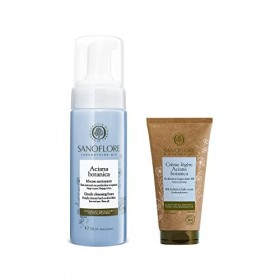 Sanoflore – Mousse Nettoyante Démaquillante Visage & Yeux Bio Aciana Botanica 150ml + Crème Hydratante Visage Légère Bio Acia