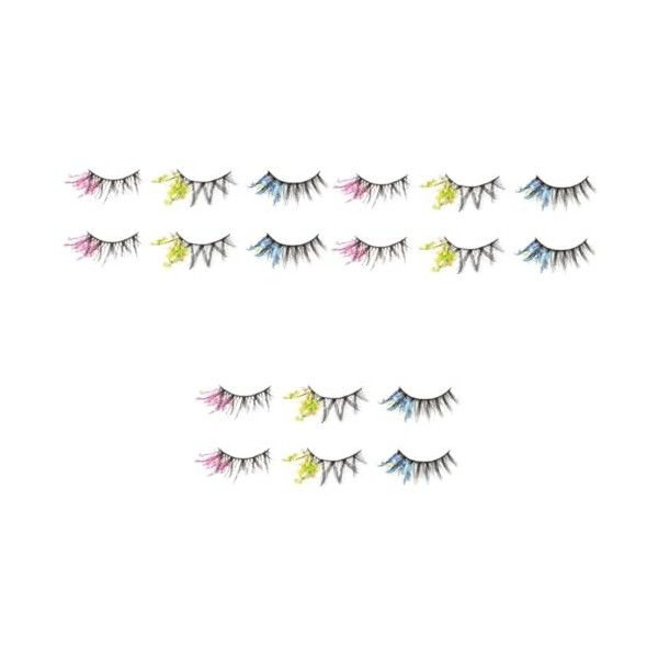 FOMIYES 9 Paires De Faux Cils Colorés Costume De Cosplay Le Costume Flash Costumes DHalloween Cils Scintillants Cils Oeil De