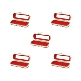 Boîte de rangement en cuir pour rouge à lèvres brillant à lèvres avec miroir Rouge, Lot de 5 rouge , as described, comme des