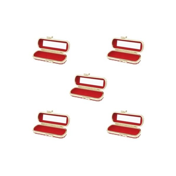 Boîte de rangement en cuir pour rouge à lèvres brillant à lèvres avec miroir Rouge, Lot de 5 rouge , as described, comme des