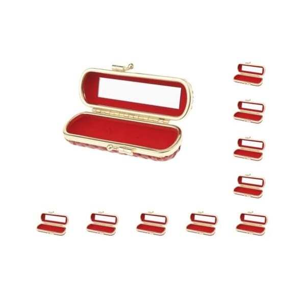 Boîte de rangement en cuir pour rouge à lèvres brillant à lèvres avec miroir Rouge, Lot de 5 rouge , as described, comme des