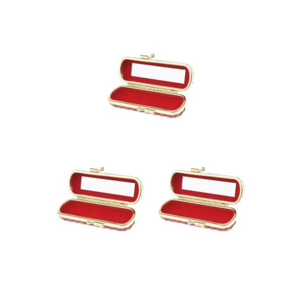 Boîte de rangement en cuir pour rouge à lèvres brillant à lèvres avec miroir Rouge, Lot de 5 rouge , as described, comme des