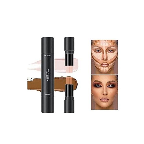 JMason Bâton Contour 2 en 1, Bâton Surligneur, Stylo Correcteur Contour Double Tête, Stylo Maquillage Imperméable, Maquillage