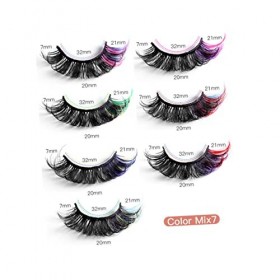 FRCOLOR 28 Paires Faux Cils Colorés Cils De Couleur Cils Colorés Moelleux Briller Cils Dhalloween Cils Demi-teints Faux Cils