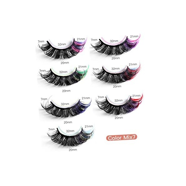 FRCOLOR 28 Paires Faux Cils Colorés Cils De Couleur Cils Colorés Moelleux Briller Cils Dhalloween Cils Demi-teints Faux Cils